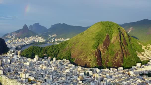 Arial Disparó Sobre Salida Del Sol Sobre Ciudad Río Janeiro — Vídeos de Stock