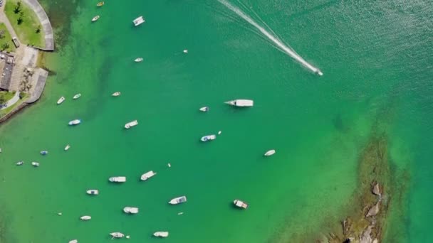 Aeial Disparó Sobre Las Coloridas Aguas Verdes Buzios Brasil — Vídeos de Stock