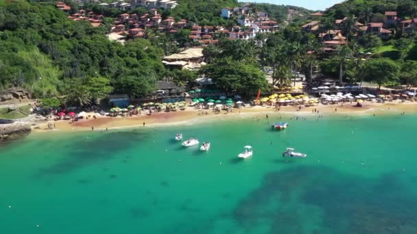 Arial Shot Colorful Green Waters Buzios Bay Brazil — Wideo stockowe