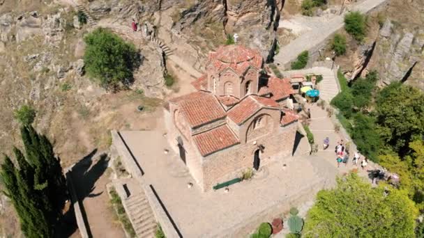 Macedonia Landmark Igreja Ortodoxa Histórica Lago Ohrid Tiro Aéreo — Vídeo de Stock