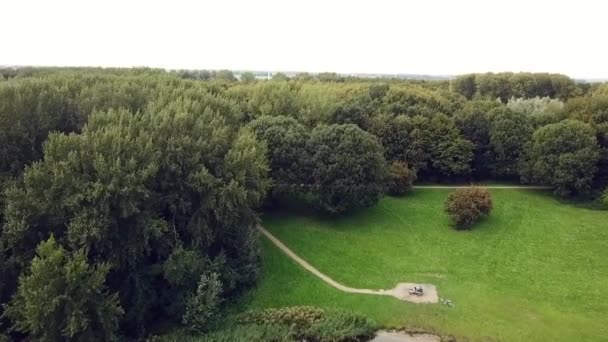 Drone Volando Sobre Las Copas Los Árboles Parque Los Países — Vídeos de Stock