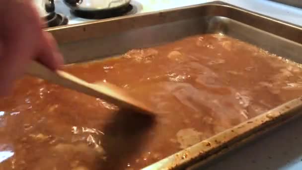 Making Homemade Turkey Gravy Stirring — Stock Video