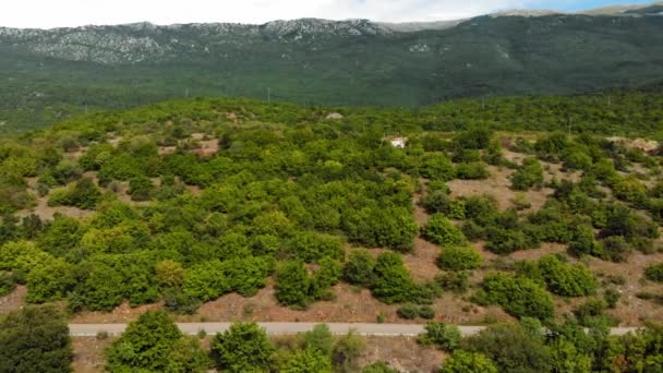 Fotografia Aérea Estrada Costa Macedónia Clif Carros Movimento Uma Estrada — Vídeo de Stock