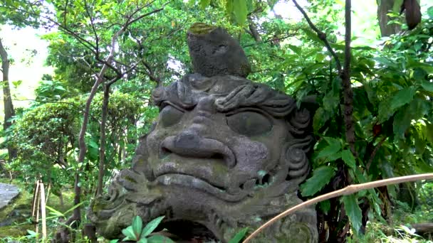 Japon Bahçesinde Taş Heykel — Stok video