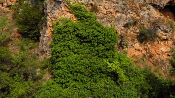 Luchtopname Van Macedonië Kust Klif Rond Ohrid Lake Zuid Europa — Stockvideo