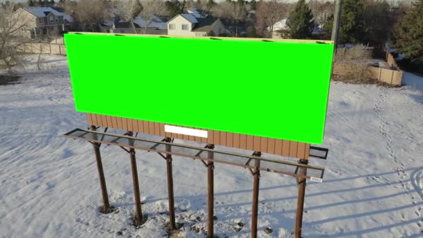 Green Screen Billboard Aerial Shot Snow — Vídeo de Stock