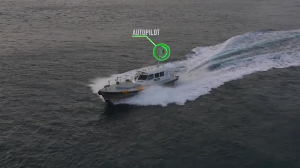 Motion Graphic Zeigt Selbstfahrendes Boot Der Zukunft — Stockvideo