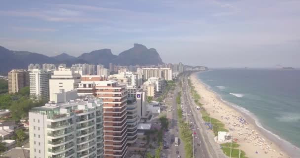 Воздушное Побережье Рио Жанейро Бразилия Горами Зданиями — стоковое видео