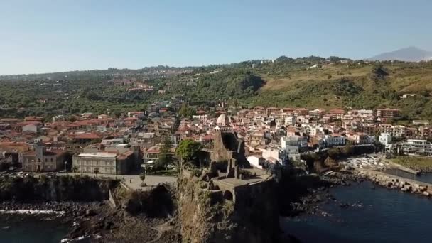 Vue Par Drone Tour Caste Aci Costello Catane Sicile Italie — Video