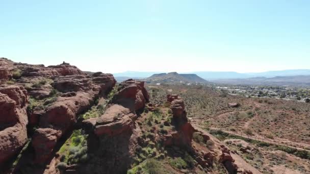 Drone Footage Flying Red Rock Outcroppings — Stock video