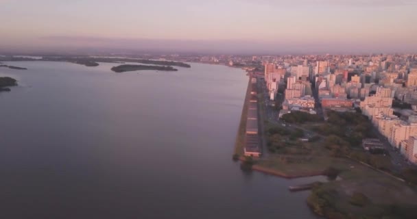 Tiros Areo Orla Guaba Porto Alegre Mostrando Usina Gasmetro Guaba — Vídeo de Stock