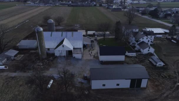 Amish Family Wedding Seen Drone — Stockvideo