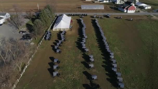 Amish Family Wedding Seen Drone — Stok video