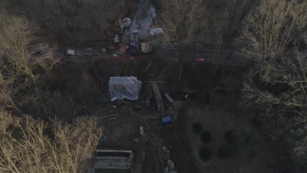 Construction Bridge Footings Seen Drone — Stockvideo