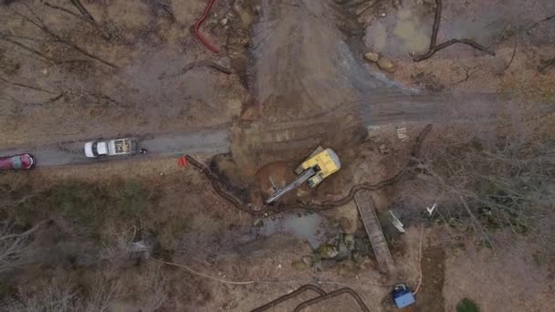 Construction Bridge Footings Seen Drone — ストック動画