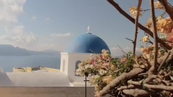 Blue Dome Small Greek Orthodox Chapel Cycladic Island — Stock Video
