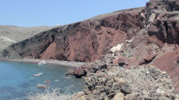 Amplio Plano Playa Roja Santorini — Vídeos de Stock