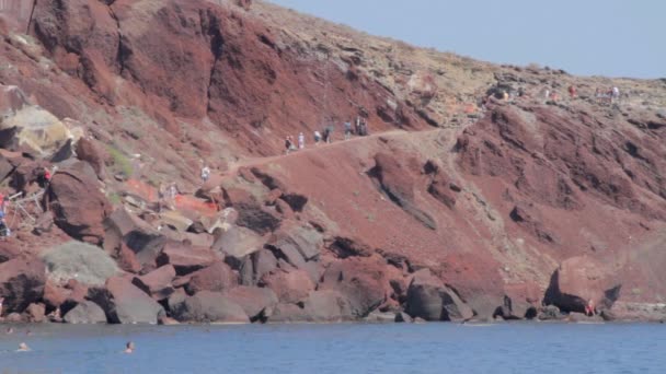 Parte Del Camino Que Conduce Famosa Playa Roja Santorini Grecia — Vídeo de stock