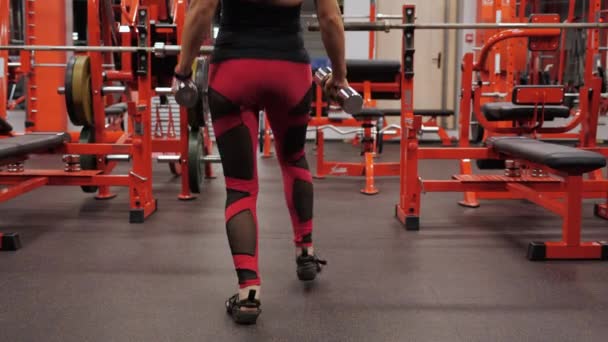 Woman Doing Lunge Weights Gym — Vídeos de Stock