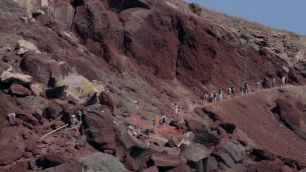 Parte Del Sentiero Che Conduce Alla Famosa Spiaggia Rossa Santorini — Video Stock