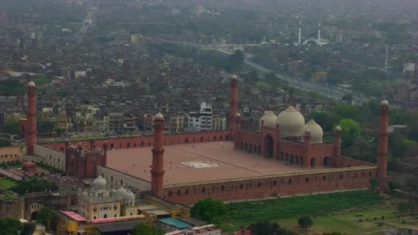 Lahore Pakistan Aerial View Heritage Badshahi Mosque City View Oldest — Stockvideo