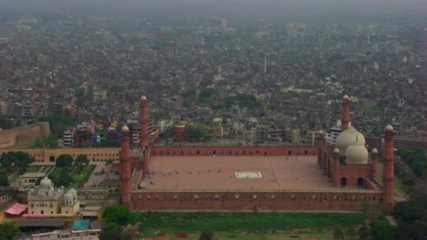 Lahore Pakistan Aerial View Heritage Badshahi Mosque City View Oldest — Stockvideo