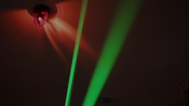 Green Lasers Flashing Red Alarm Light — Stock Video