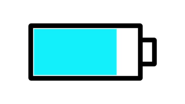 Battery Charging Animation Blue Increasing Bar Isolated Battery Symbol White — Vídeo de Stock