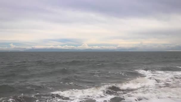 Tripod Shot Waves Coming Out Overcast Day — Vídeo de Stock