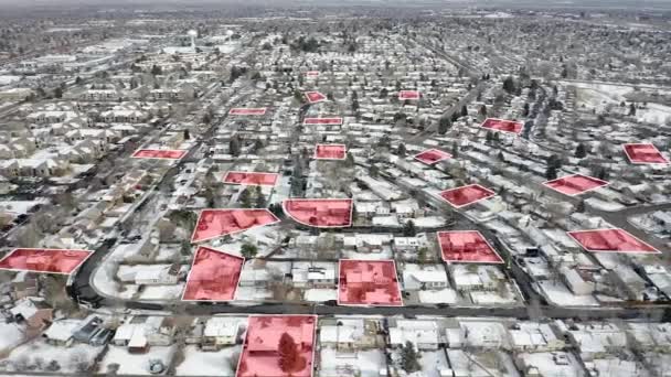 Bewegungsgrafik Skizziert Häuser Nachbarschaft Luftbild Rot — Stockvideo