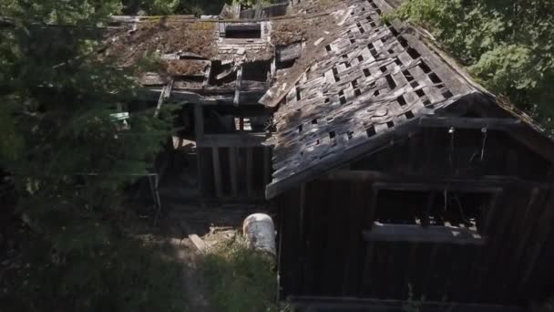 Aerial View Old Abandoned Building — Vídeo de stock