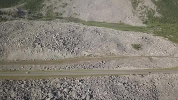 Aerial View Frank Slide Limestone Rubble — Stockvideo