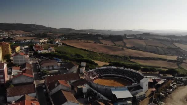 Drone Footage Bullfight Ring Portugal Plaza Toros — Stockvideo
