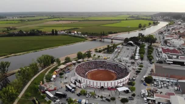 Drone Footage Bullfire Ring Portugal Plaza Toros — стокове відео