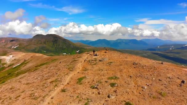 Daisetsuzan National Park Drone Flight While Hiking Trail — Stock video