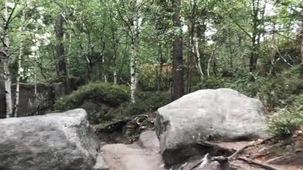 Walk Rock Blocks Bare Rocks High Mountains Rock Town Taken — Stok video