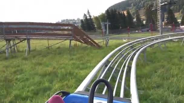 Downhill Gravity Slide Adrenaline Fast Driving Taken Stronie Slaskie Silesia — Vídeo de Stock