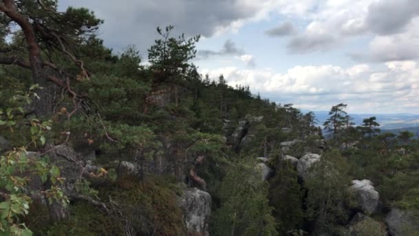 Walk Rock Blocks Bare Rocks High Mountains Rock Town Taken — Stok video