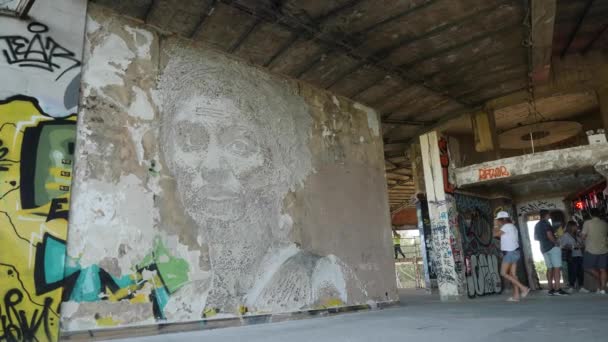 Marielle Franco Vhils Mural Lisbon — Video Stock