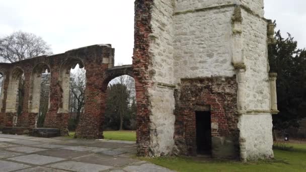 Old Church Left Ruins — Stok Video