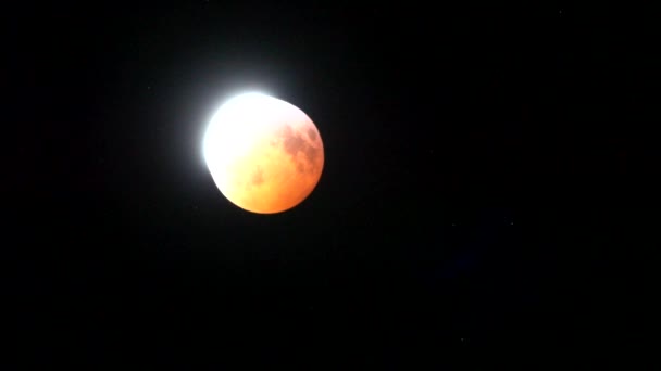 Full Blood Wolf Moon Lunar Eclipse January 2019 Timelapse Shot — Stock videók