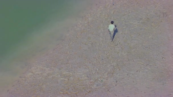Boy Walking Sandy Muddy Areas Mangroves Forest — стоковое видео