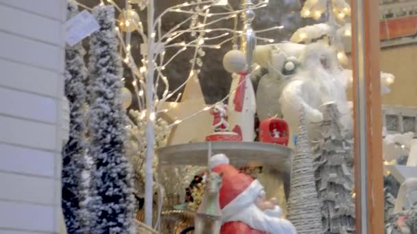 Santa Claus Christmas Lights Decorations Window City Shop — Wideo stockowe