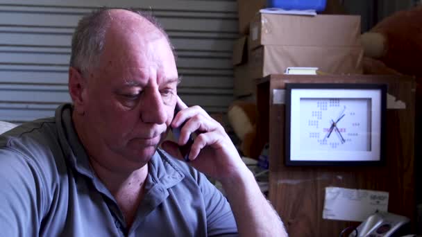 Man Contemplating What Should Receiving Phone Call Very Emotional — 图库视频影像