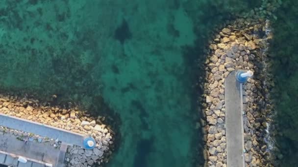 Aerial Shot Small Fishing Tourist Harbor Holiday Resort Overhead Shot — Video