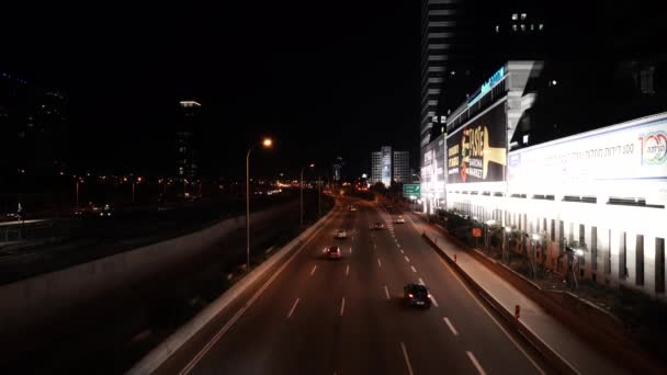 Night Freeway Traffic Timelapse — Stockvideo