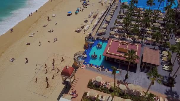 Drone Fly Resort Pool Beach Cabo San Lucas Mexico Footage — 图库视频影像