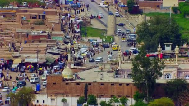 Peshawar Pakistan Mountain Pass Connecting Pak Afghan Border Aerial Shot — Stock Video