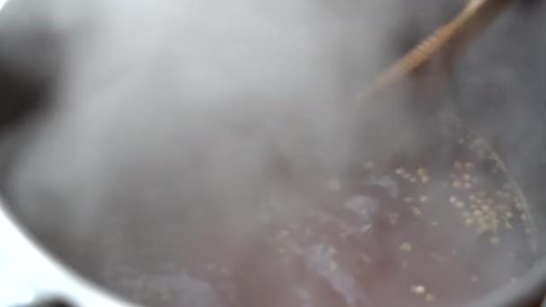 Mixing Boiling Wine Spices — Stok video