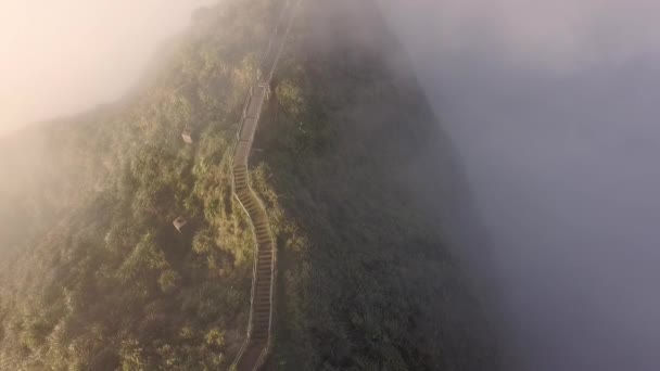 Clouds Pass Upper Segment Haiku Stairs Oahu — Videoclip de stoc
